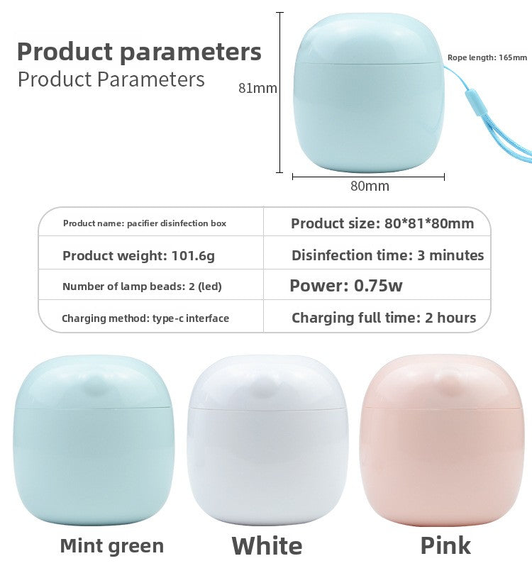 A portable pacifier ultraviolet disinfection box