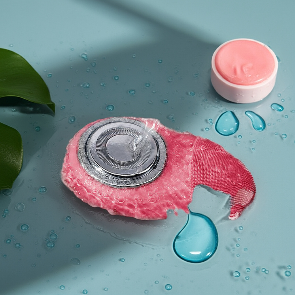 A silicone facial cleanser