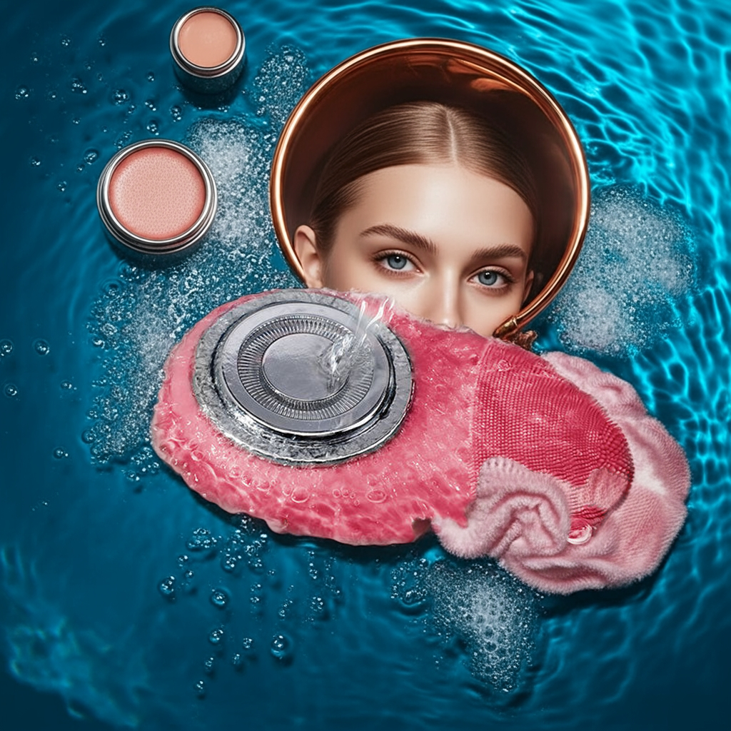 A silicone facial cleanser