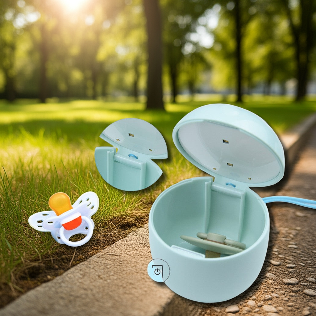 A portable pacifier ultraviolet disinfection box