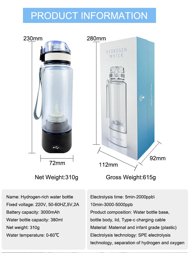 Hydrogen-rich water cup Hydrogen , high-concentration electrolytic, back wash feature.