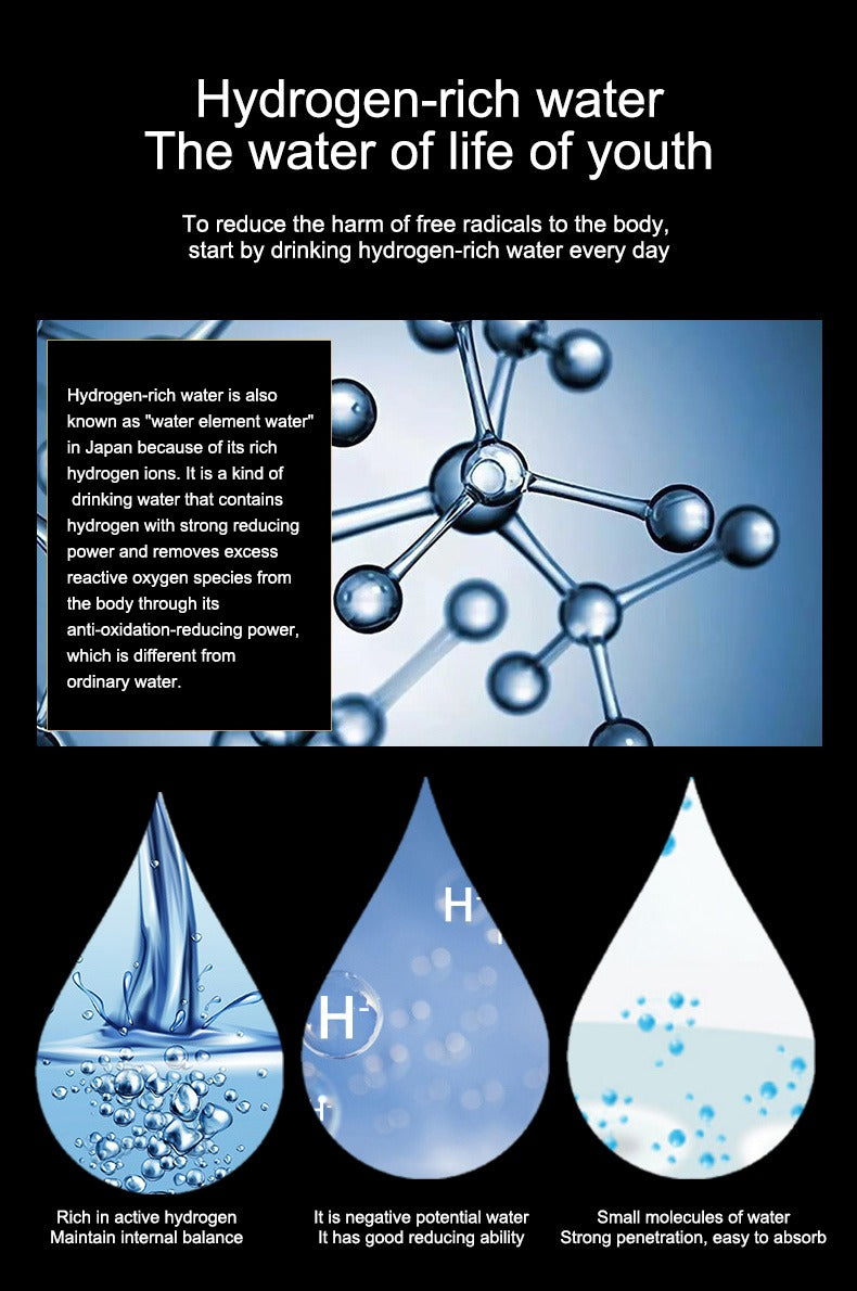 Hydrogen-rich water cup Hydrogen , high-concentration electrolytic, back wash feature.
